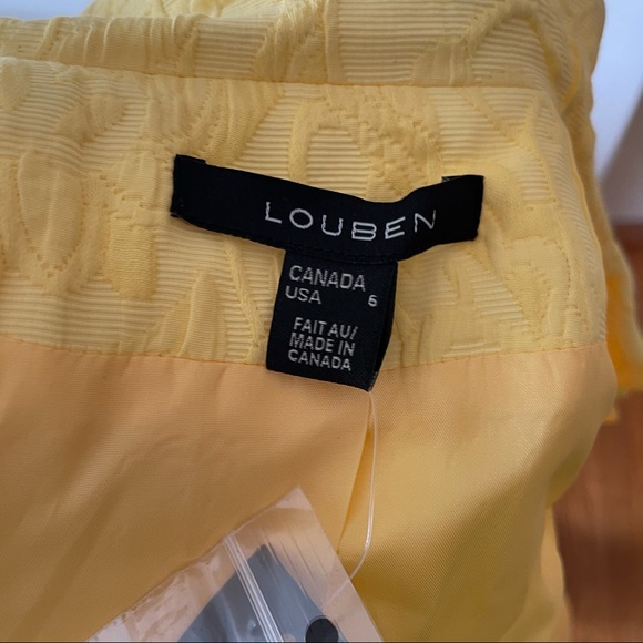 Louben 60s mod vintage style brocade damask yellow Peter Pan collar jacket dress - Picture 11 of 12